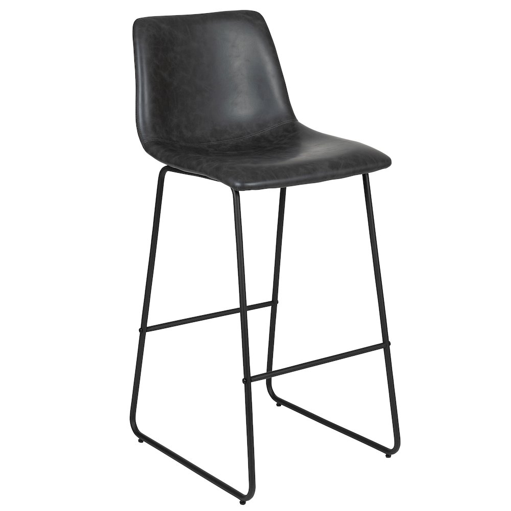 30 Inch LeatherSoft Bar Height Barstools in Dark Gray, Set of 2. Picture 9