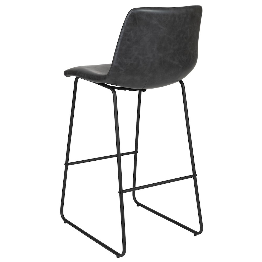 30 Inch LeatherSoft Bar Height Barstools in Dark Gray, Set of 2. Picture 7