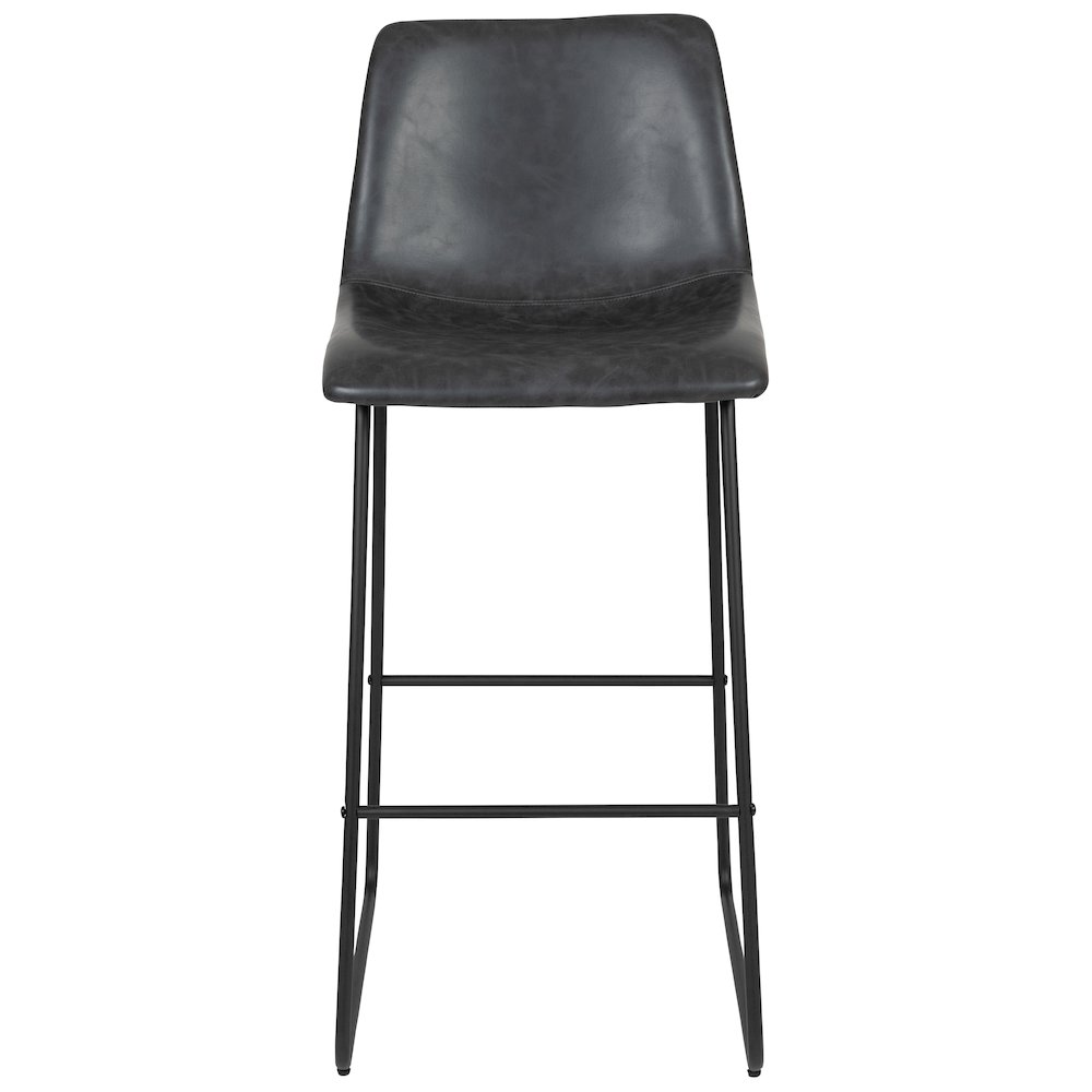 30 Inch LeatherSoft Bar Height Barstools in Dark Gray, Set of 2. Picture 11