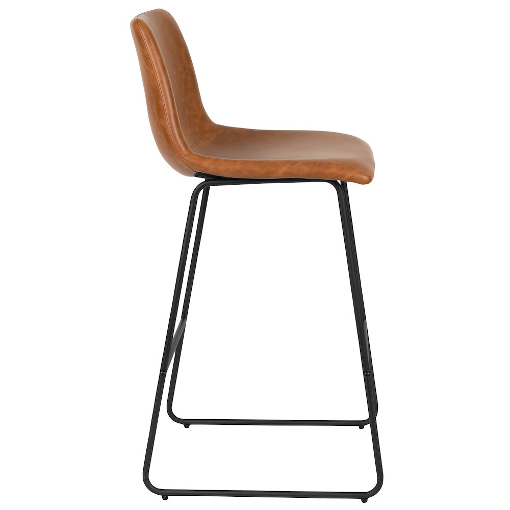 30 Inch LeatherSoft Bar Height Barstools in Light Brown, Set of 2. Picture 10