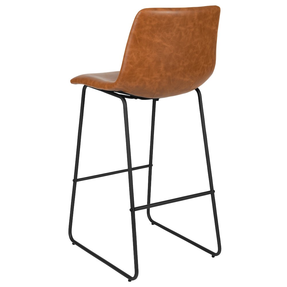 30 Inch LeatherSoft Bar Height Barstools in Light Brown, Set of 2. Picture 7