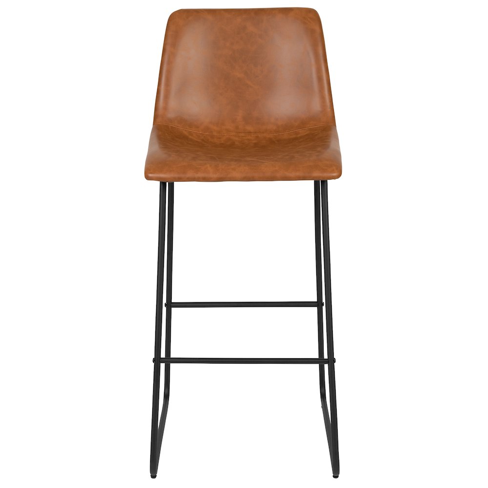 30 Inch LeatherSoft Bar Height Barstools in Light Brown, Set of 2. Picture 11