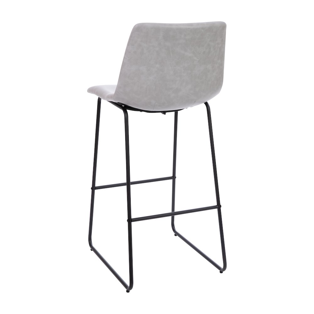 30 inch LeatherSoft Bar Height Barstools in Light Gray, Set of 2. Picture 7