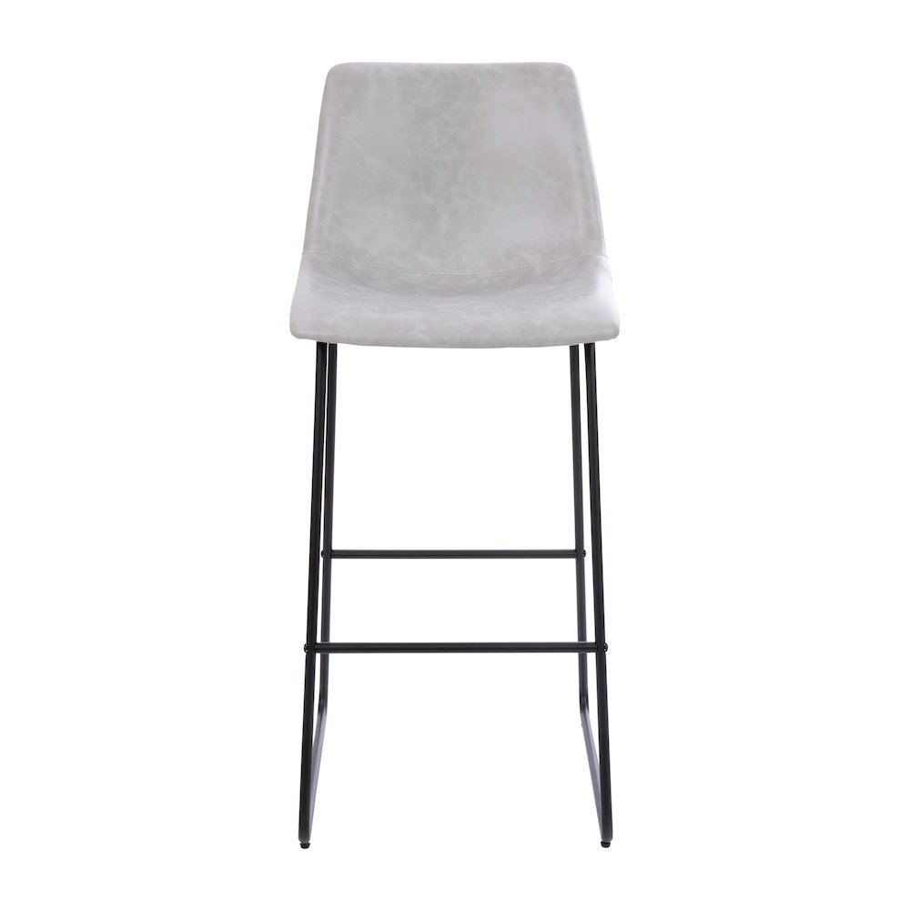 30 inch LeatherSoft Bar Height Barstools in Light Gray, Set of 2. Picture 11