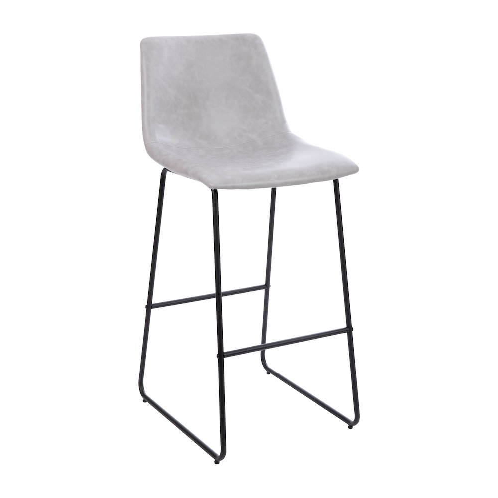 30 inch LeatherSoft Bar Height Barstools in Light Gray, Set of 2. Picture 9