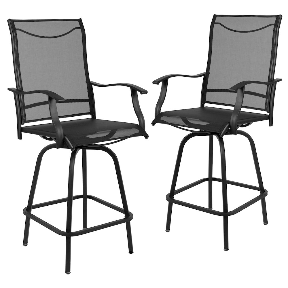 Patio Bar Height Stools Set of 2, in Black. Picture 3