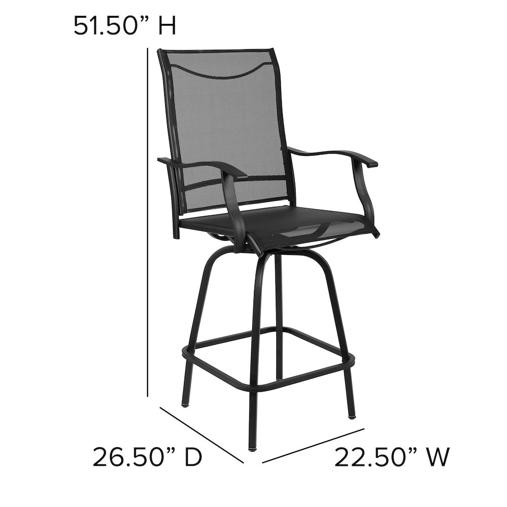 Patio Bar Height Stools Set of 2, in Black. Picture 6