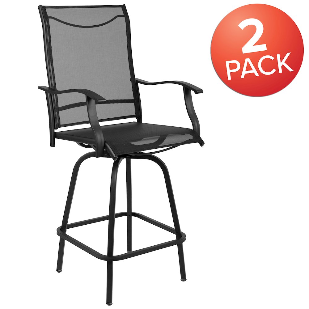 Patio Bar Height Stools Set of 2, in Black. Picture 1
