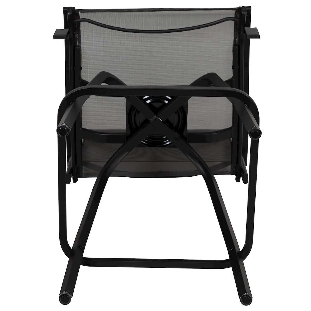Patio Bar Height Stools Set of 2, All-Weather Textilene Swivel Patio Stools and Deck Chairs with High Back & Armrests in Gray. Picture 13