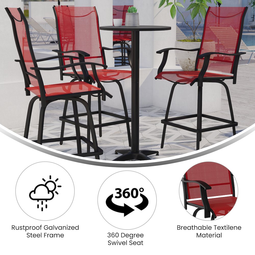 Set of 2 Outdoor Stools - 360 Degree Swivel Bar Stools. Picture 5
