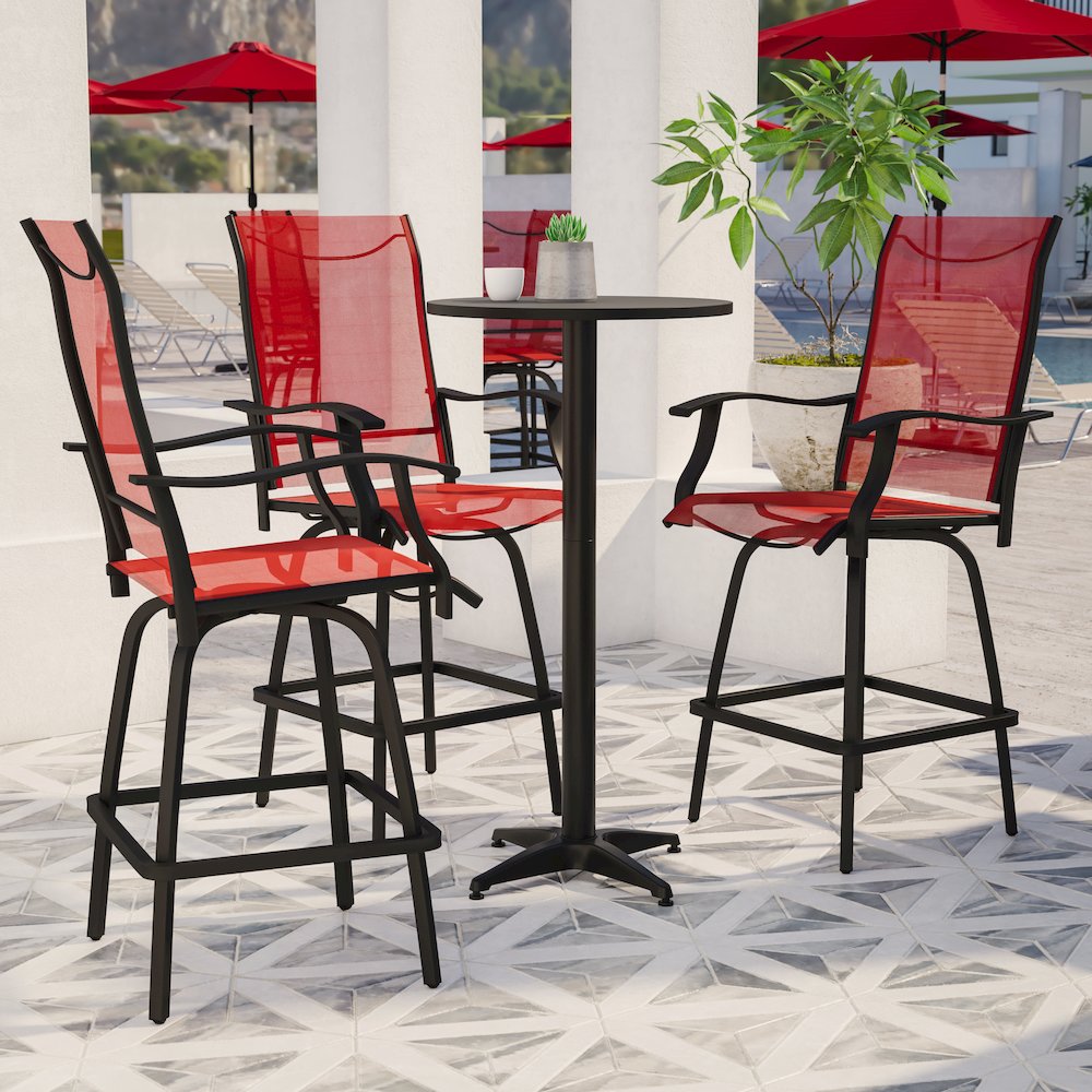 Set of 2 Outdoor Stools - 360 Degree Swivel Bar Stools. Picture 7