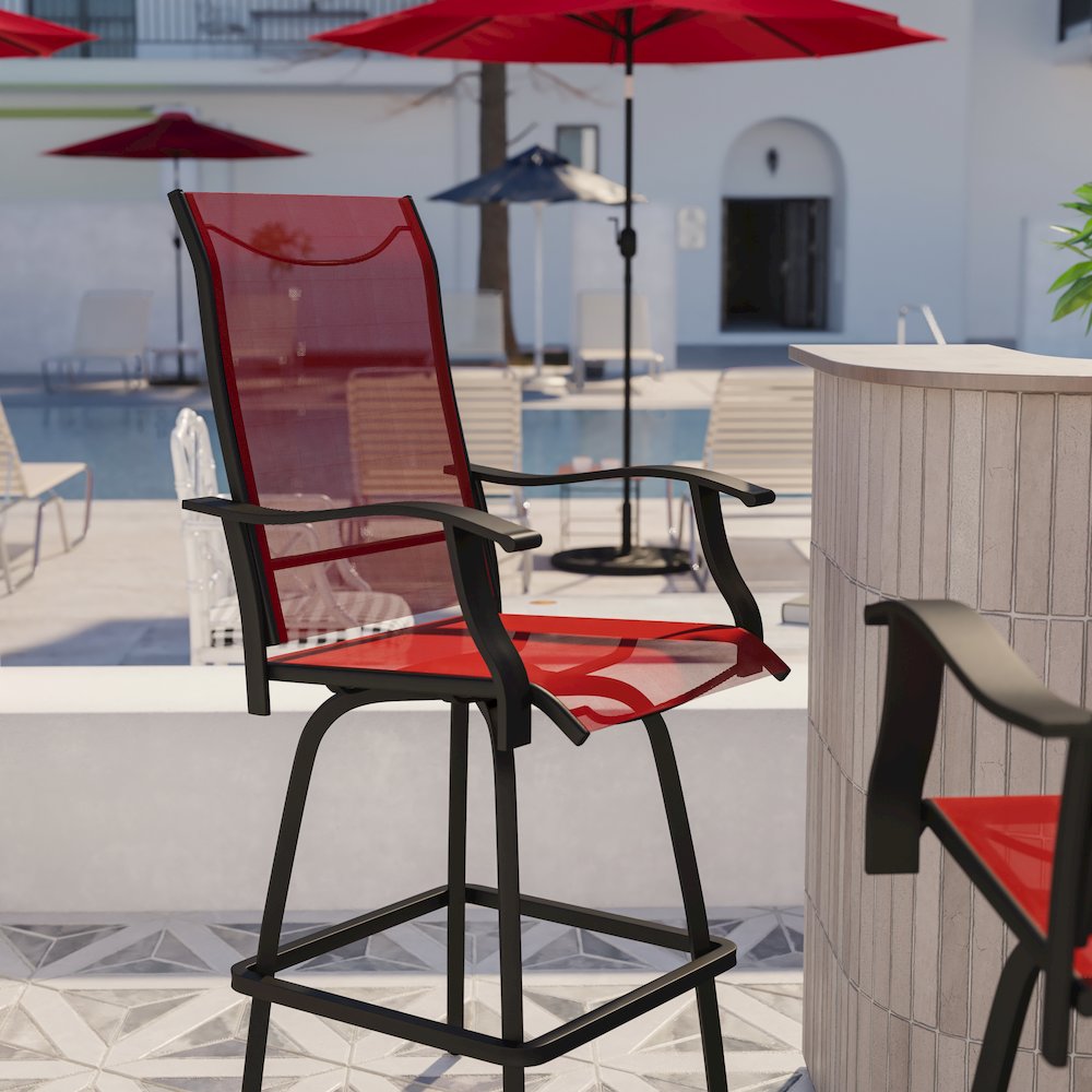 Set of 2 Outdoor Stools - 360 Degree Swivel Bar Stools. Picture 8