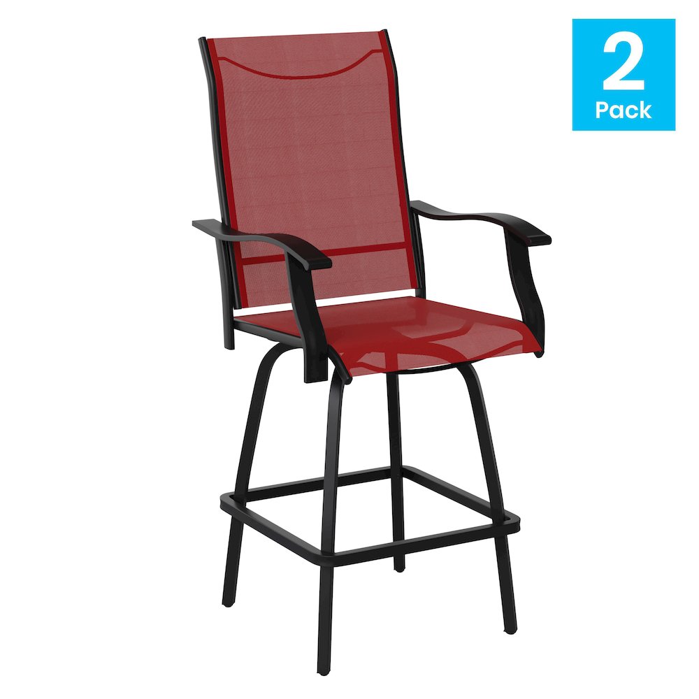 Set of 2 Outdoor Stools - 360 Degree Swivel Bar Stools. Picture 1