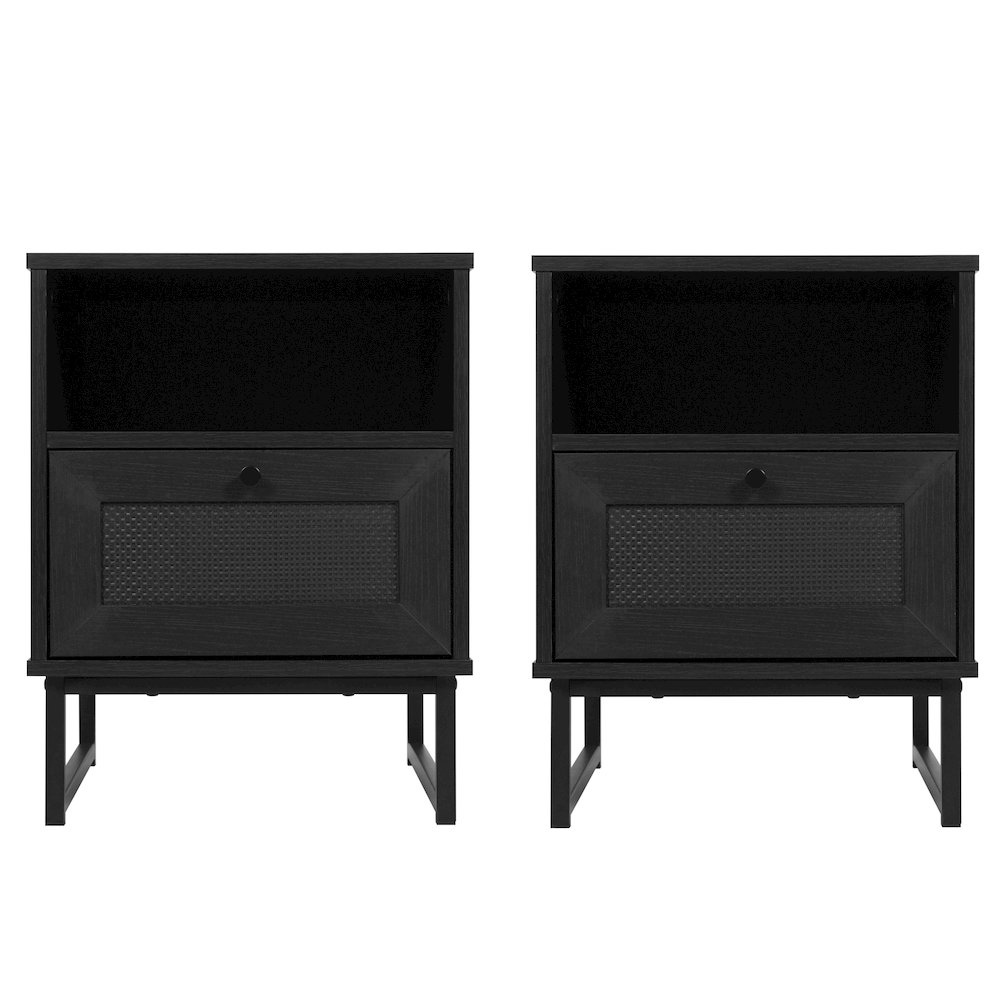 Set of 2 Mid-Century Modern Nightstands or End Tables, Black. Picture 1