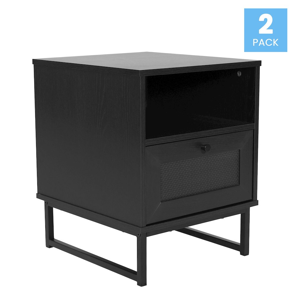 Set of 2 Mid-Century Modern Nightstands or End Tables, Black. Picture 2