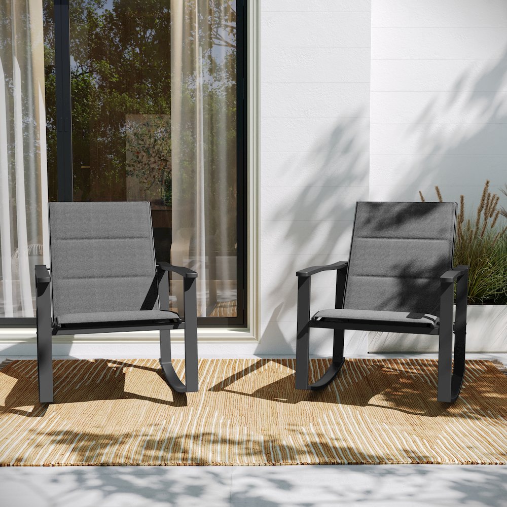 Modern Set of 2 Outdoor Rocking Chairs. Picture 2