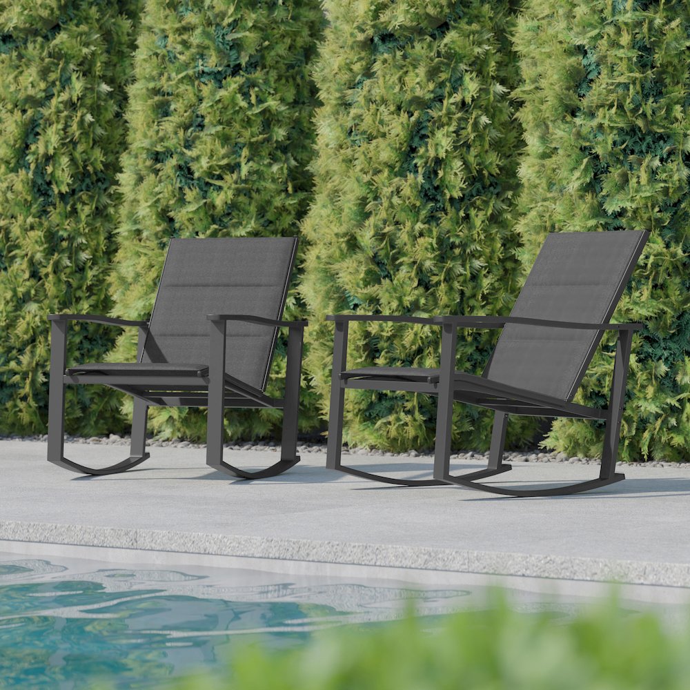 Modern Set of 2 Outdoor Rocking Chairs. Picture 7