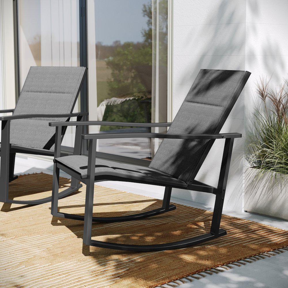 Modern Set of 2 Outdoor Rocking Chairs. Picture 8