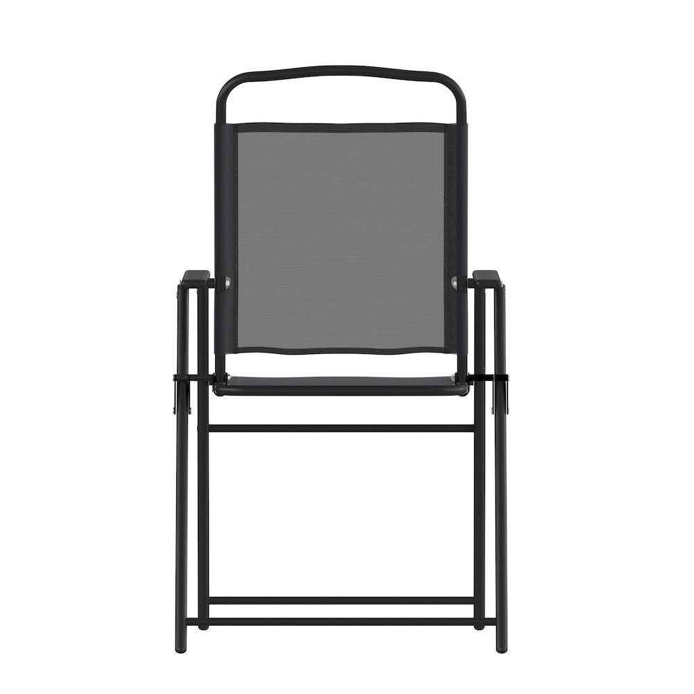 Set of 2 Contemporary Sling Style Patio Chairs with Armrests. Picture 10