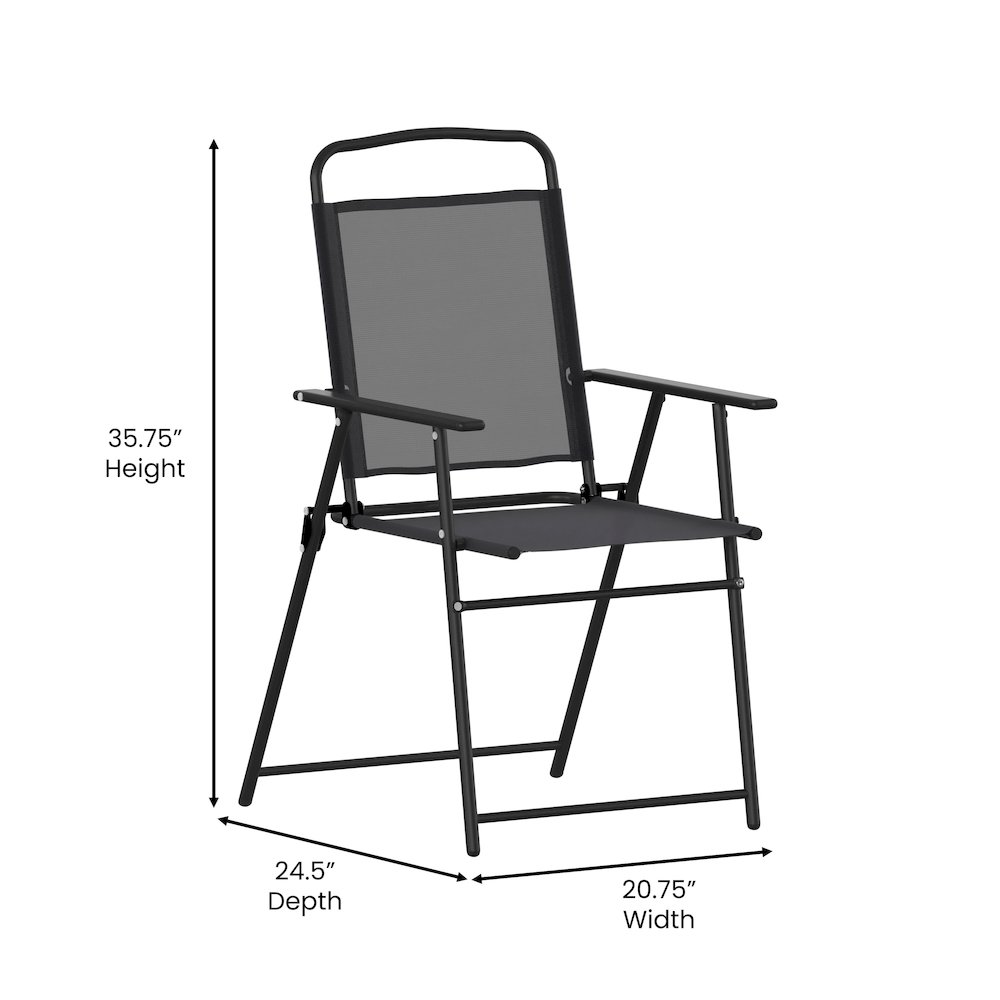 Set of 2 Contemporary Sling Style Patio Chairs with Armrests. Picture 6
