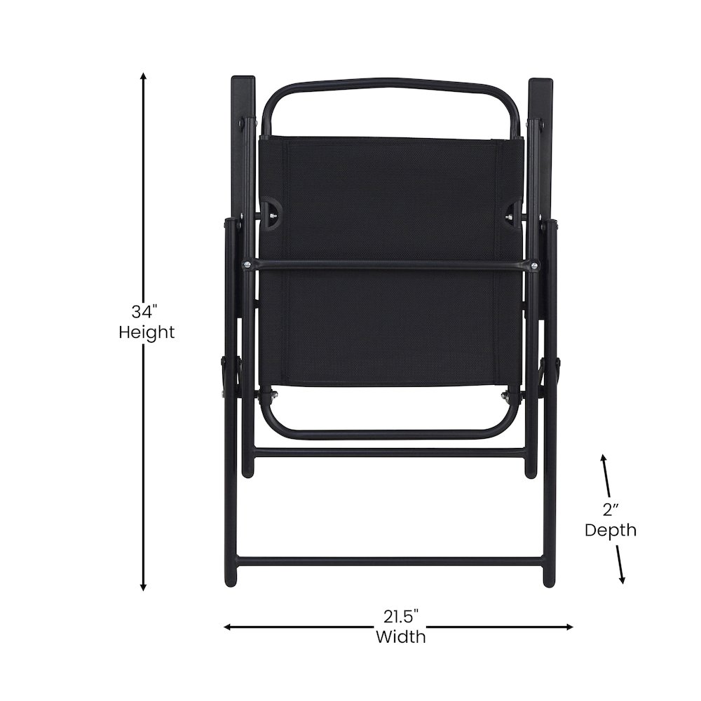 Set of 2 Contemporary Sling Style Patio Chairs with Armrests. Picture 7