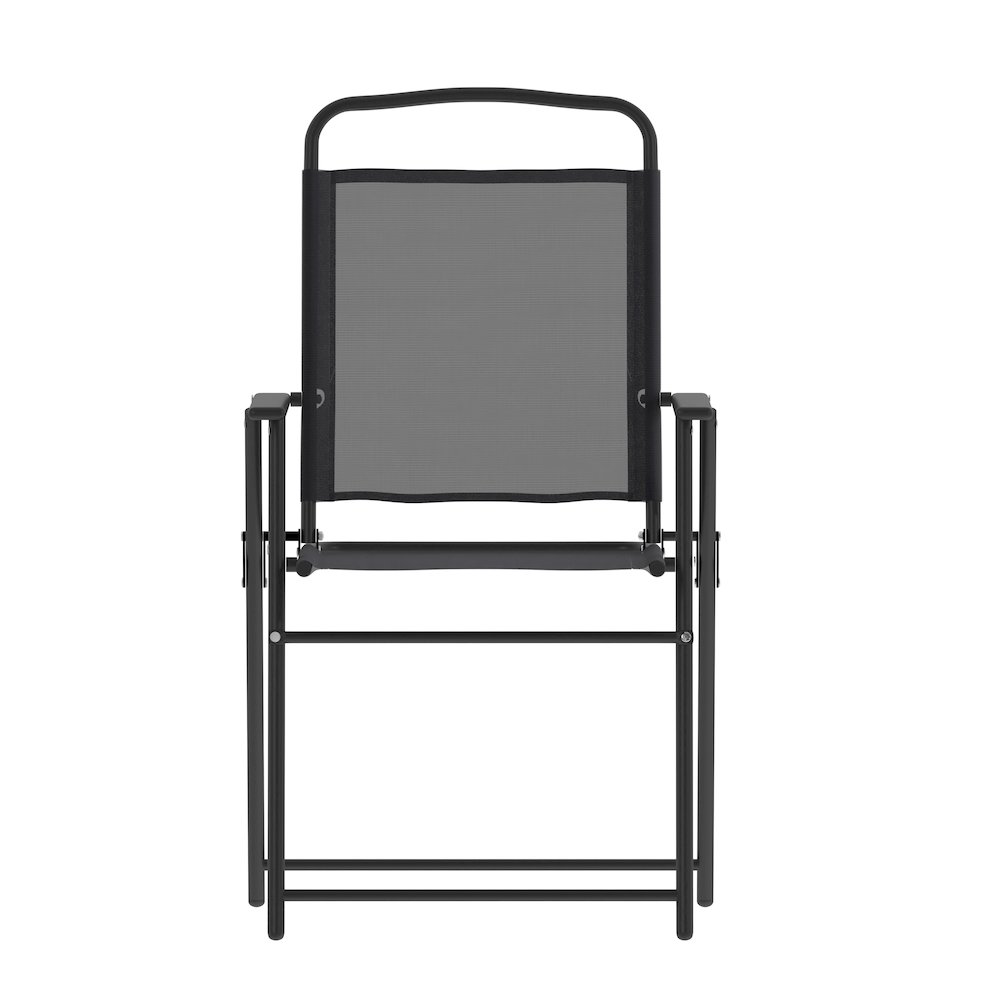 Set of 2 Contemporary Sling Style Patio Chairs with Armrests. Picture 13