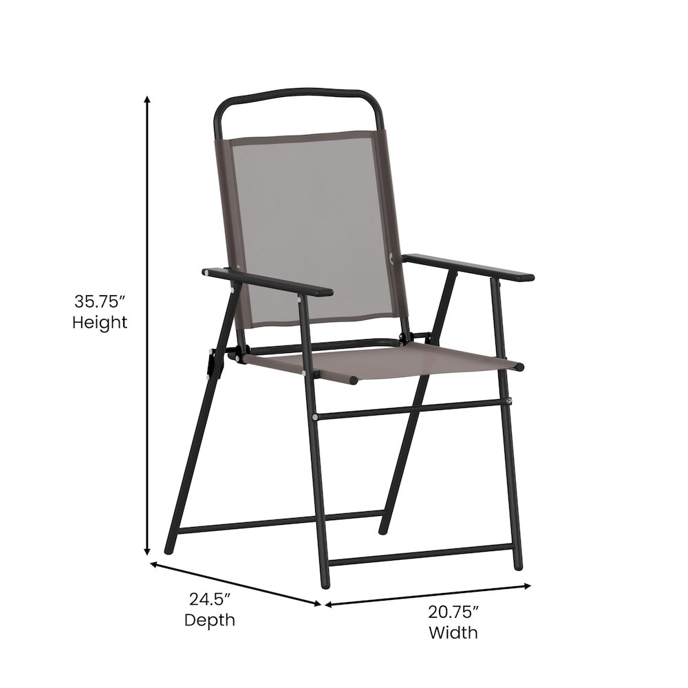 Set of 2 Contemporary Sling Style Patio Chairs with Armrests. Picture 6