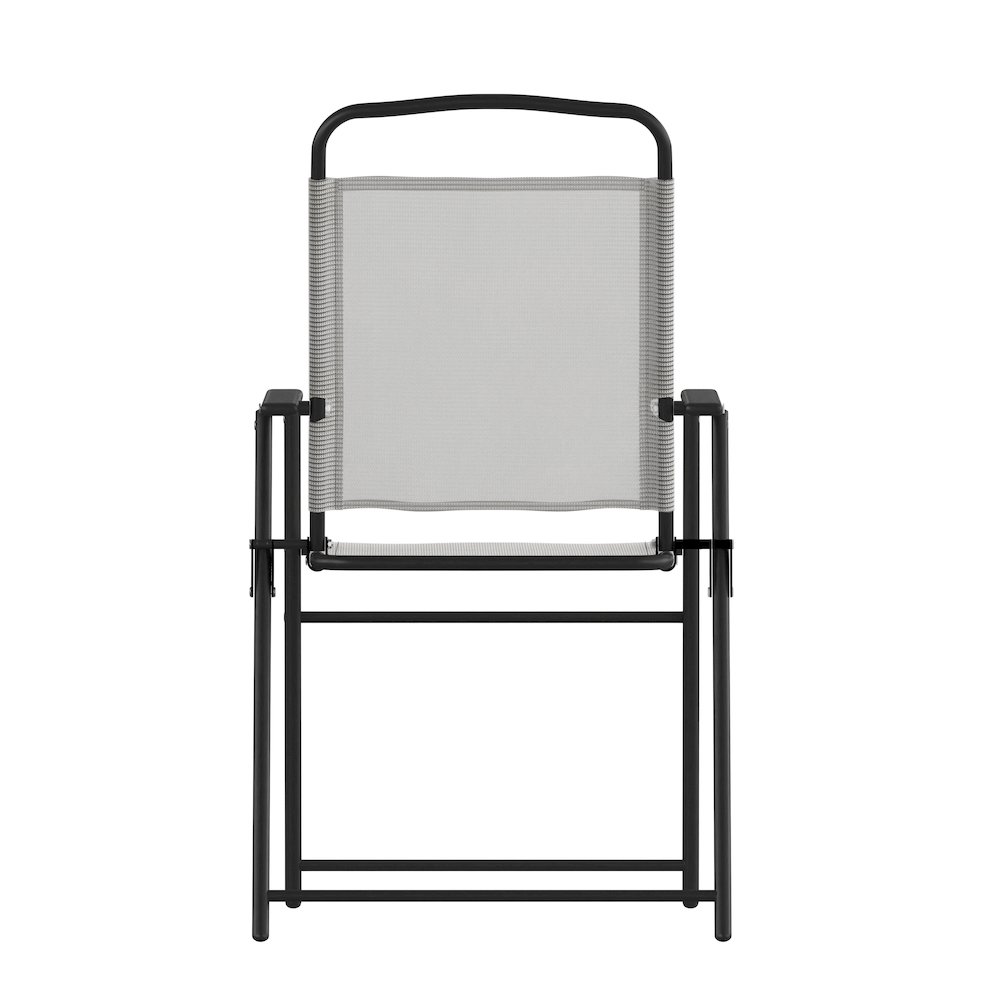 Set of 2 Contemporary Sling Style Patio Chairs with Armrests. Picture 10