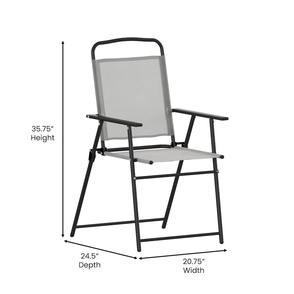 Set of 2 Contemporary Sling Style Patio Chairs with Armrests. Picture 6