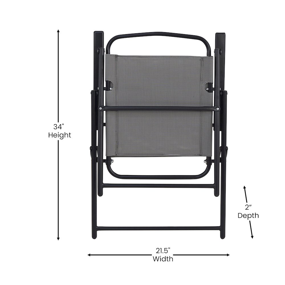 Set of 2 Contemporary Sling Style Patio Chairs with Armrests. Picture 7