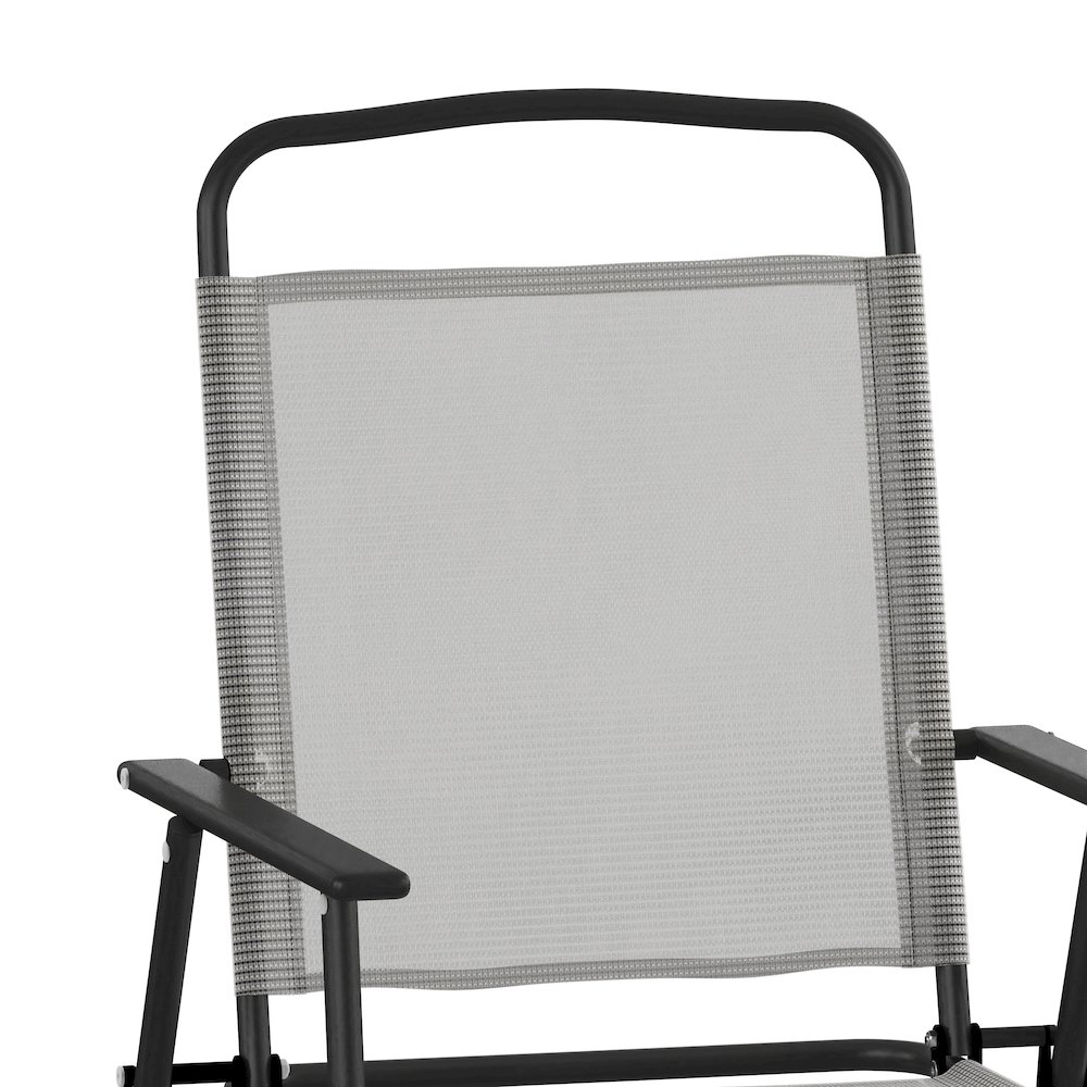 Set of 2 Contemporary Sling Style Patio Chairs with Armrests. Picture 11