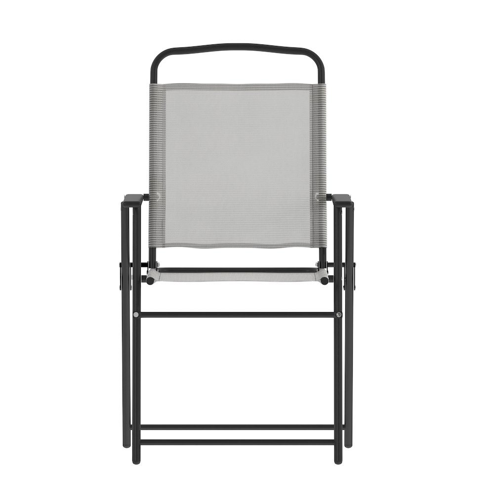Set of 2 Contemporary Sling Style Patio Chairs with Armrests. Picture 13