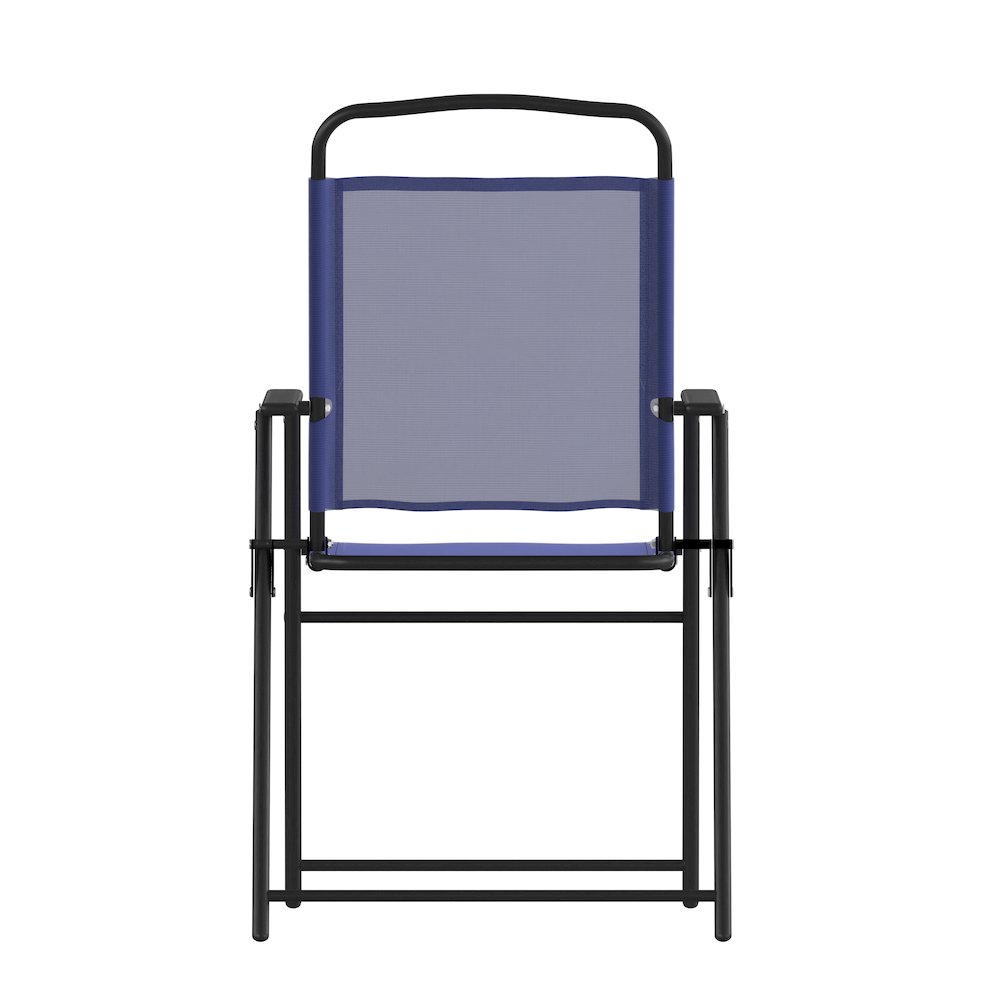 Set of 2 Contemporary Sling Style Patio Chairs with Armrests. Picture 10