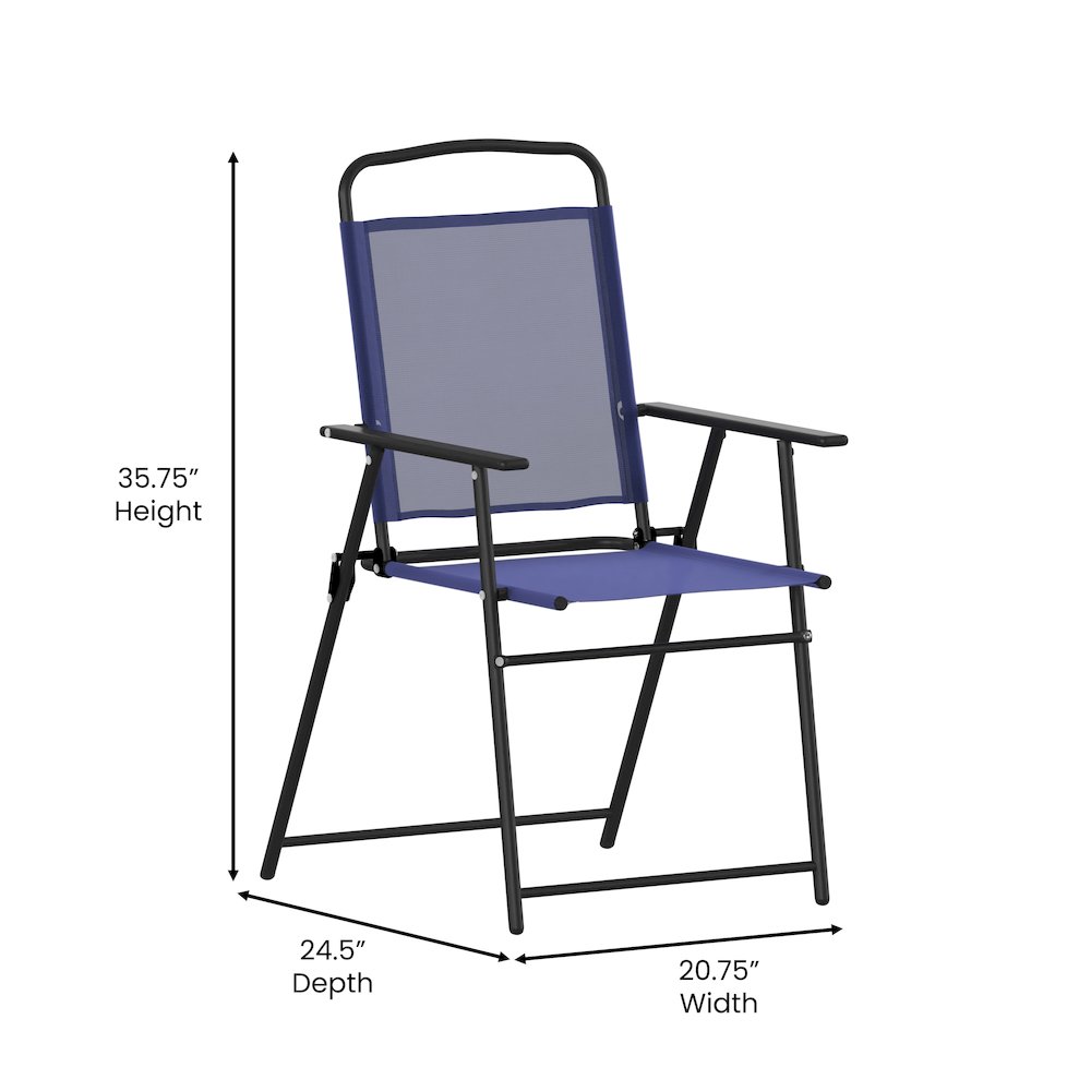 Set of 2 Contemporary Sling Style Patio Chairs with Armrests. Picture 6