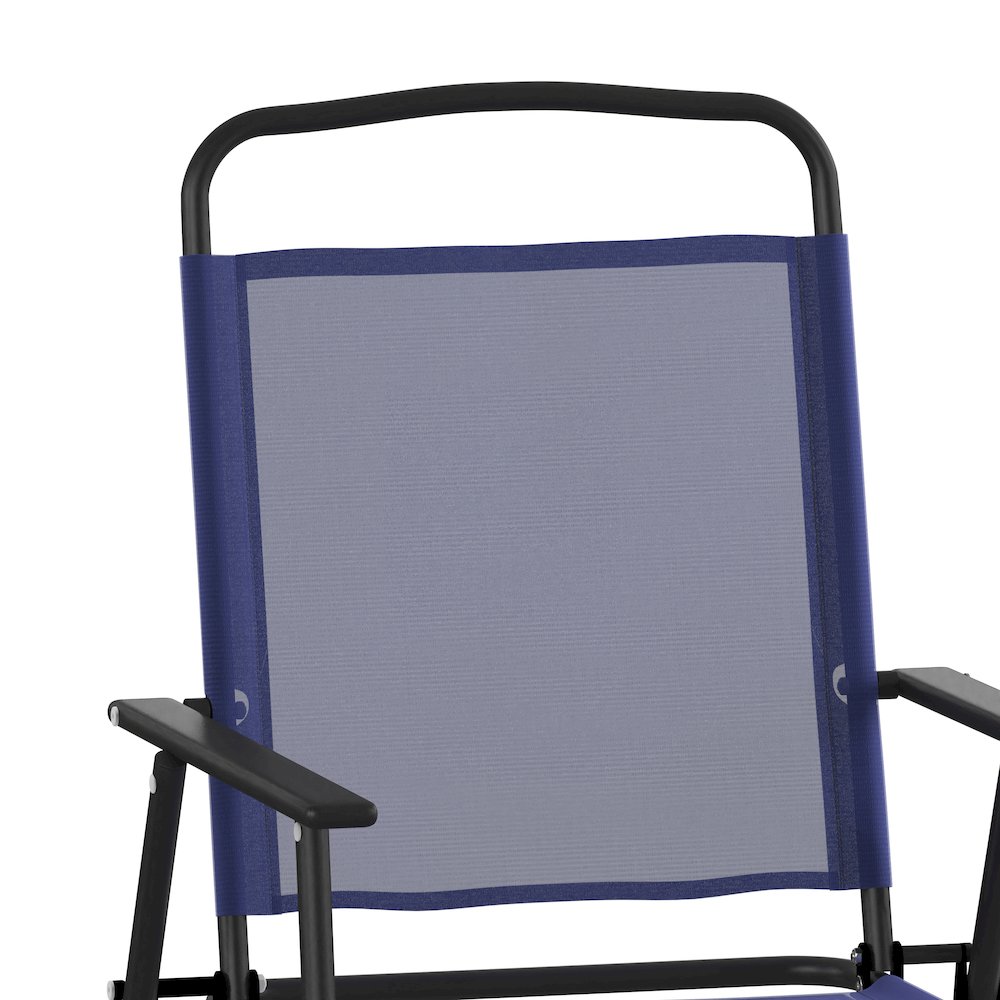 Set of 2 Contemporary Sling Style Patio Chairs with Armrests. Picture 11
