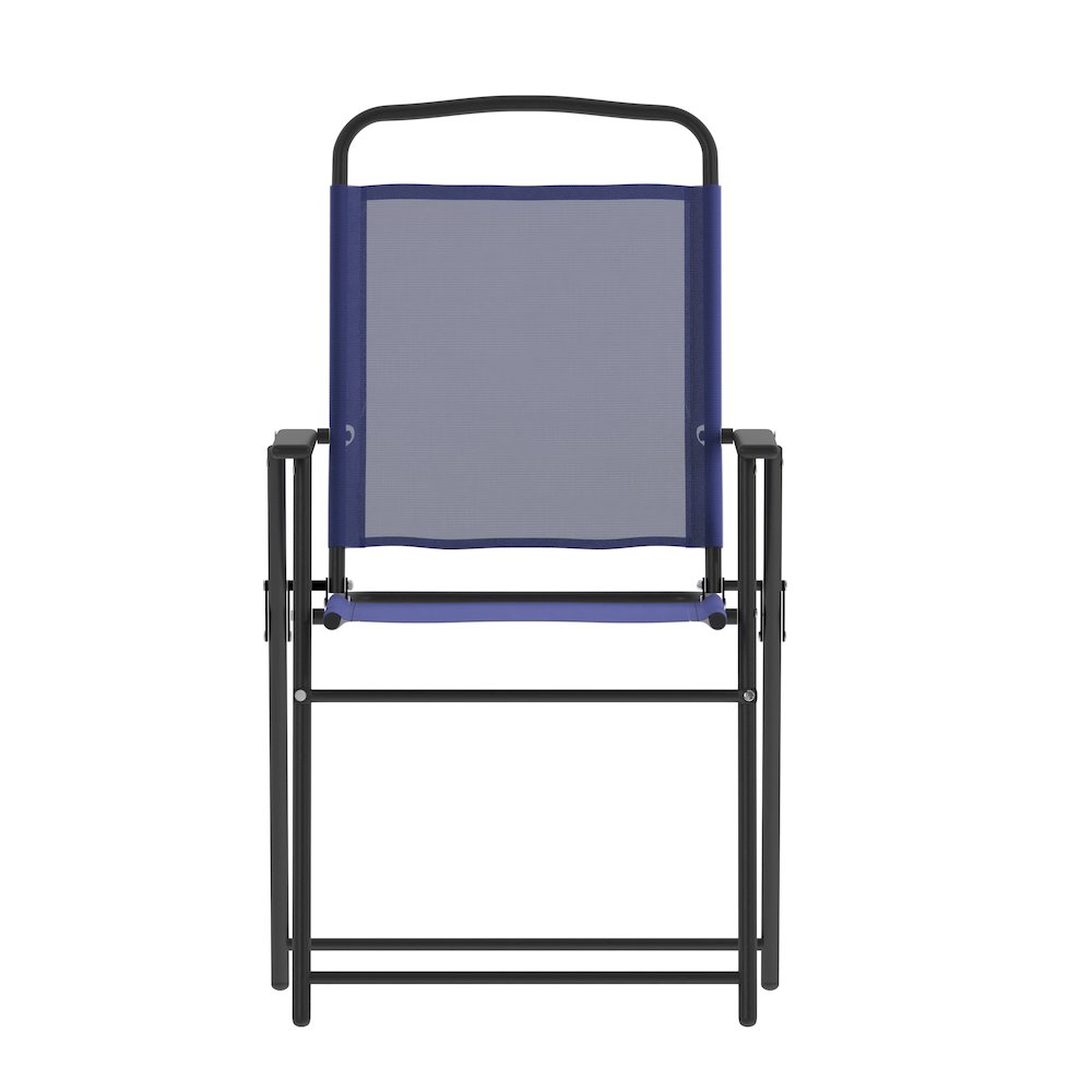 Set of 2 Contemporary Sling Style Patio Chairs with Armrests. Picture 13