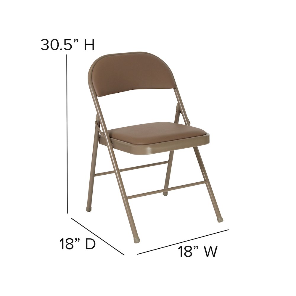 2 Pack HERCULES Series Double Braced Beige Vinyl Folding Chair. Picture 7