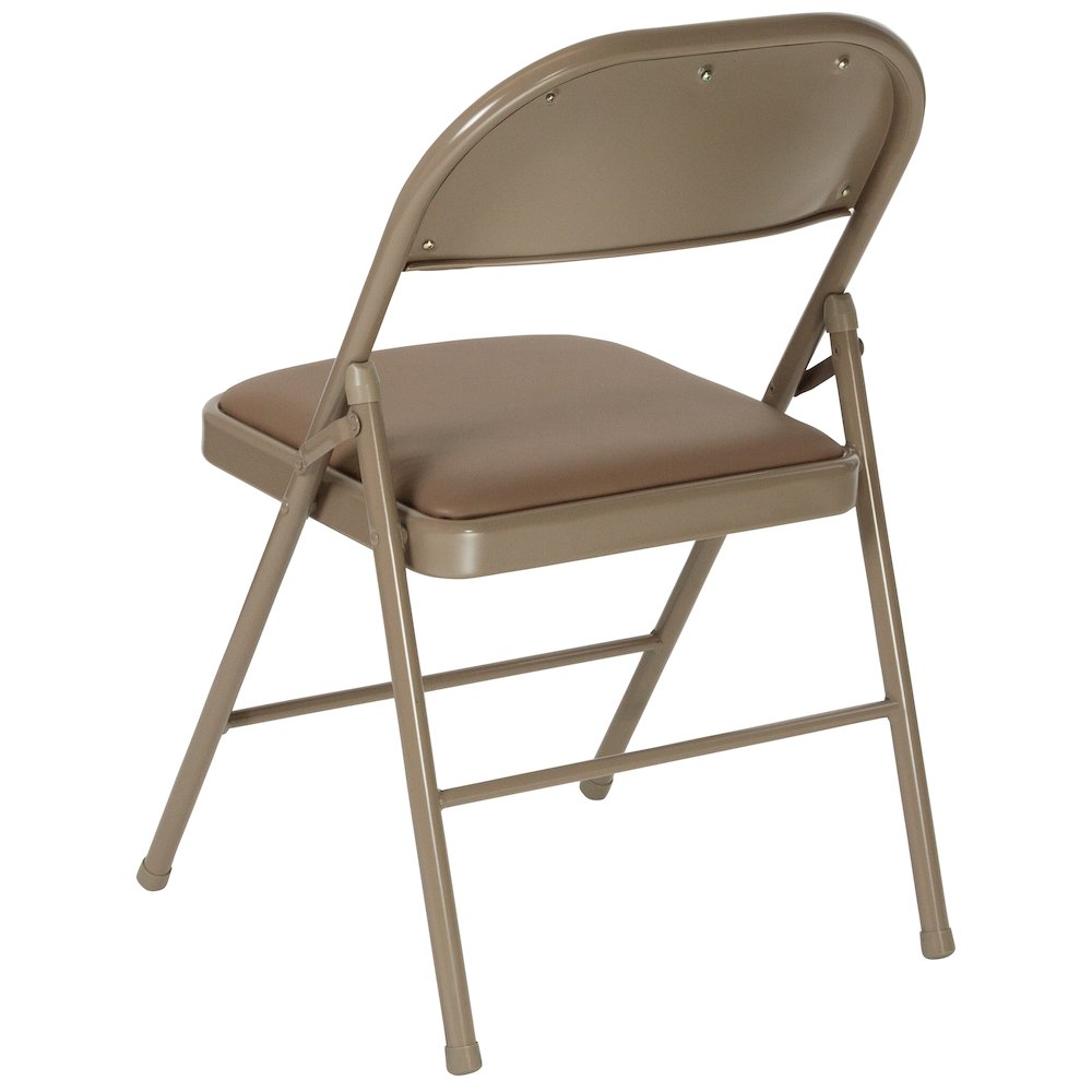 2 Pack HERCULES Series Double Braced Beige Vinyl Folding Chair. Picture 8