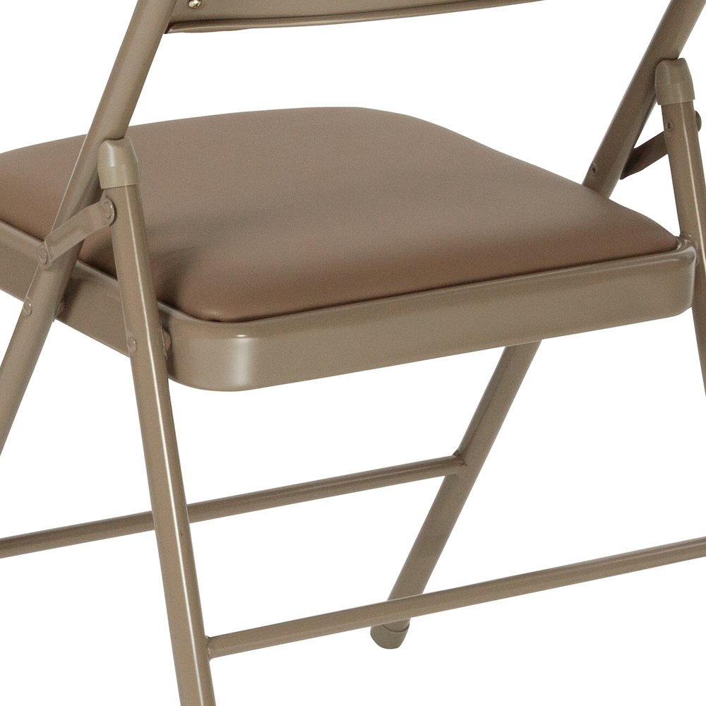 2 Pack HERCULES Series Double Braced Beige Vinyl Folding Chair. Picture 9