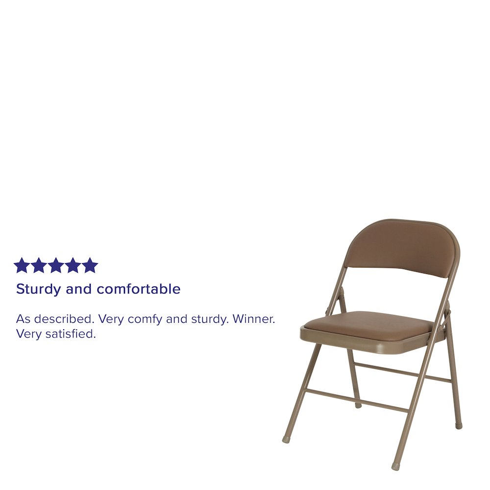 2 Pack HERCULES Series Double Braced Beige Vinyl Folding Chair. Picture 5