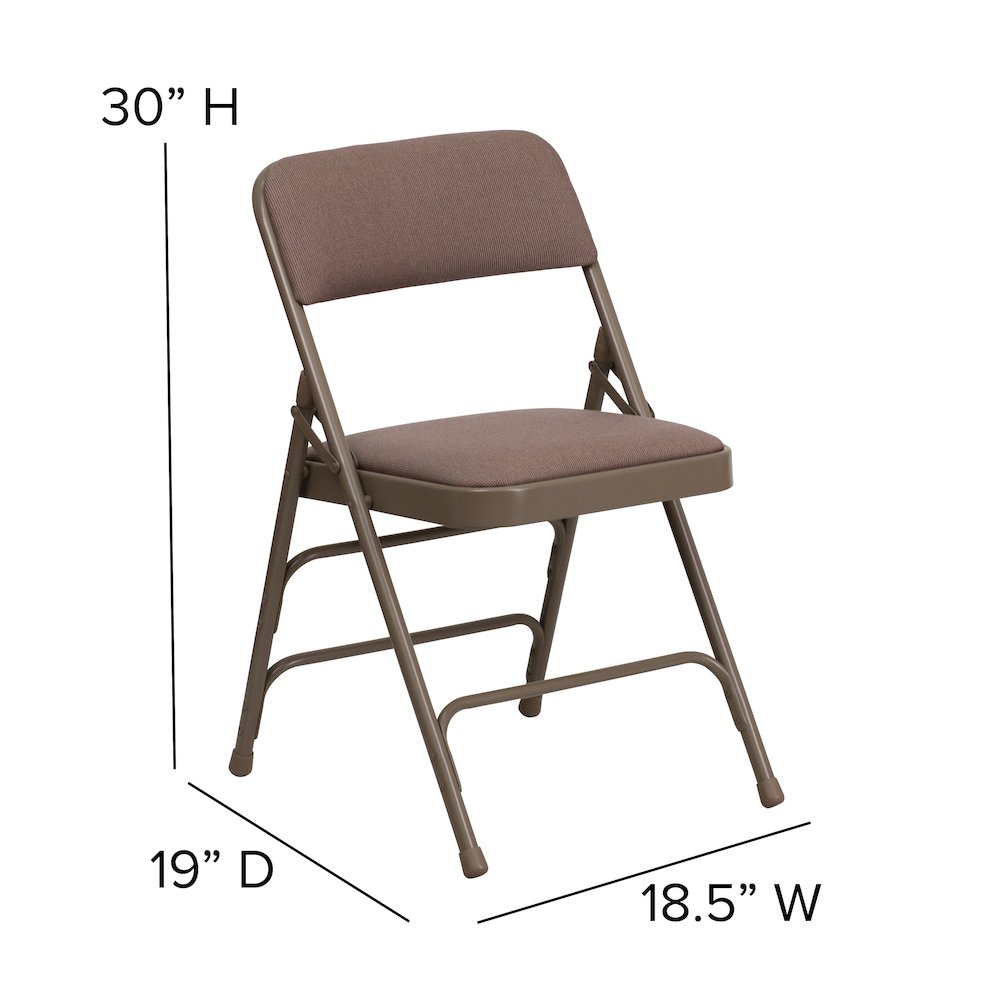 2 Pack HERCULES Series Curved Triple Braced & Double Hinged Beige Fabric Metal Folding Chair. Picture 7