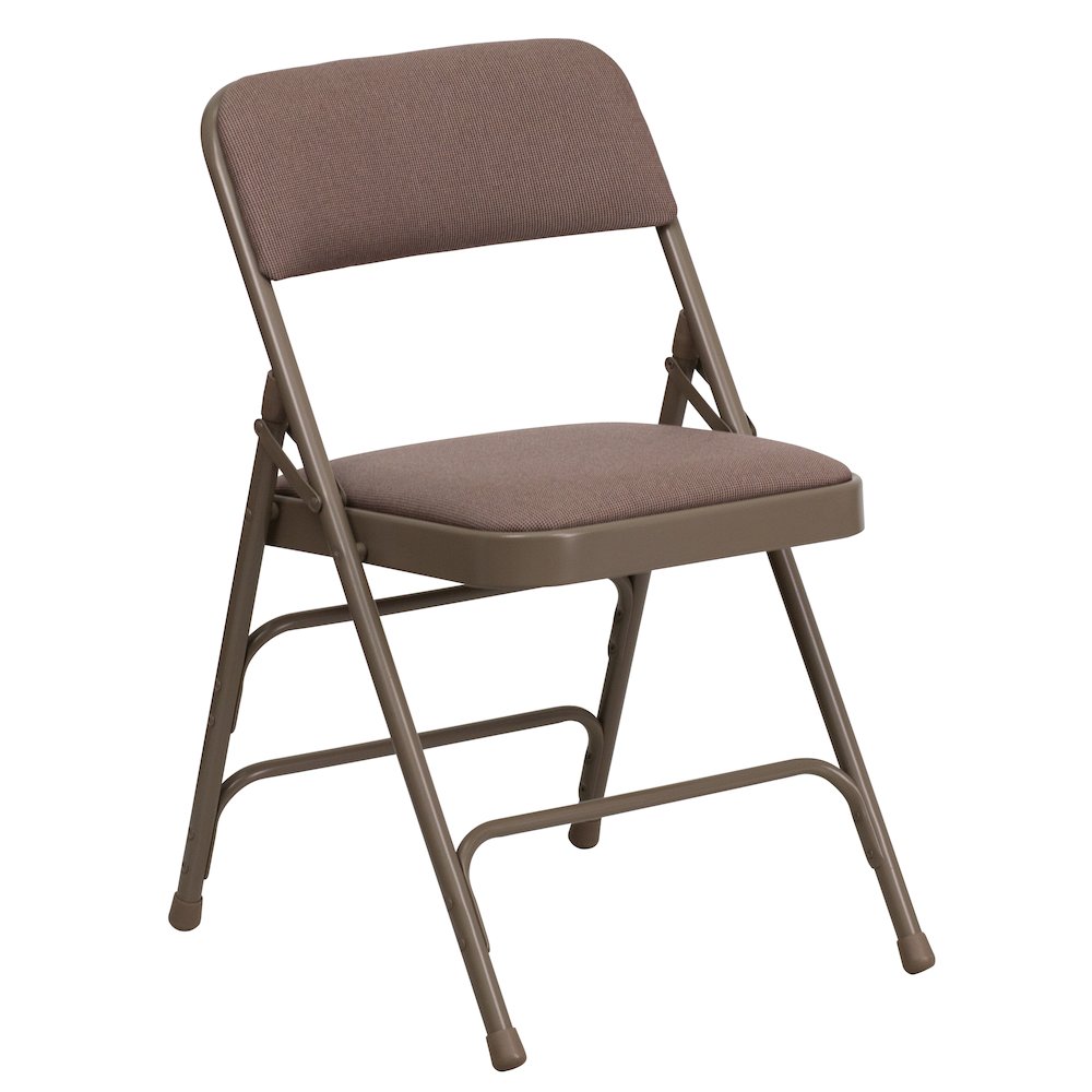 2 Pack HERCULES Series Curved Triple Braced & Double Hinged Beige Fabric Metal Folding Chair. Picture 10