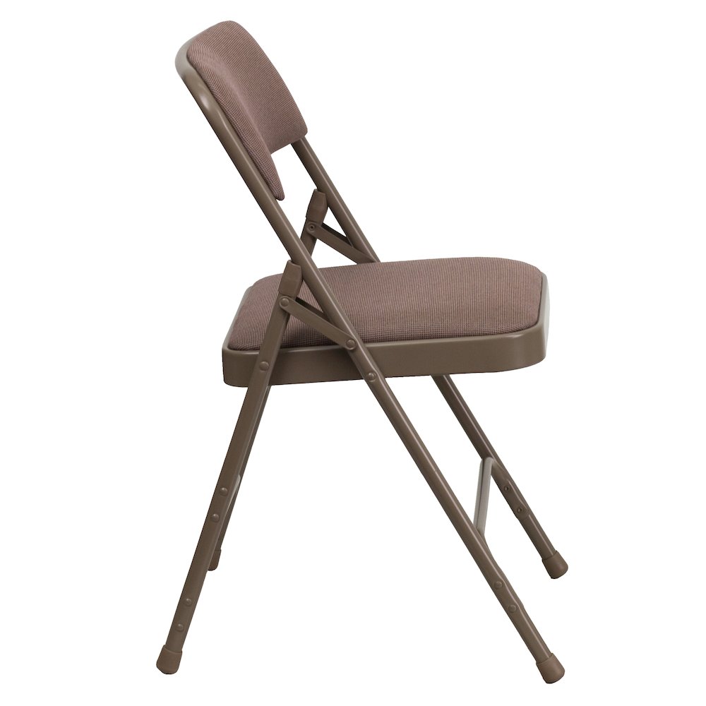2 Pack HERCULES Series Curved Triple Braced & Double Hinged Beige Fabric Metal Folding Chair. Picture 11
