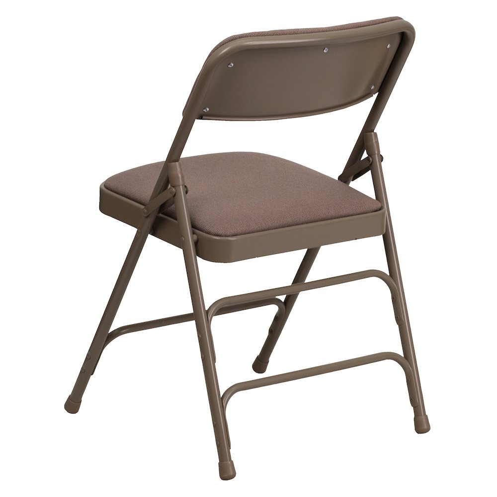 2 Pack HERCULES Series Curved Triple Braced & Double Hinged Beige Fabric Metal Folding Chair. Picture 8