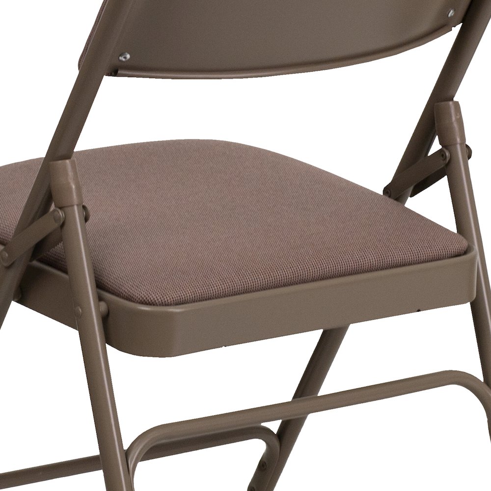 2 Pack HERCULES Series Curved Triple Braced & Double Hinged Beige Fabric Metal Folding Chair. Picture 9