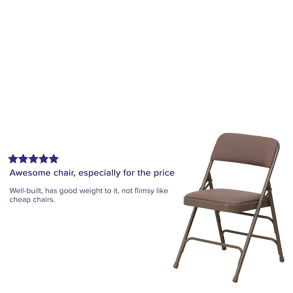 2 Pack HERCULES Series Curved Triple Braced & Double Hinged Beige Fabric Metal Folding Chair. Picture 5