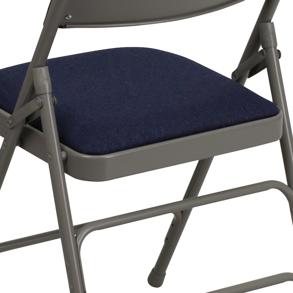 2 Pack HERCULES Series Curved Triple Braced & Double Hinged Navy Fabric Metal Folding Chair. Picture 13