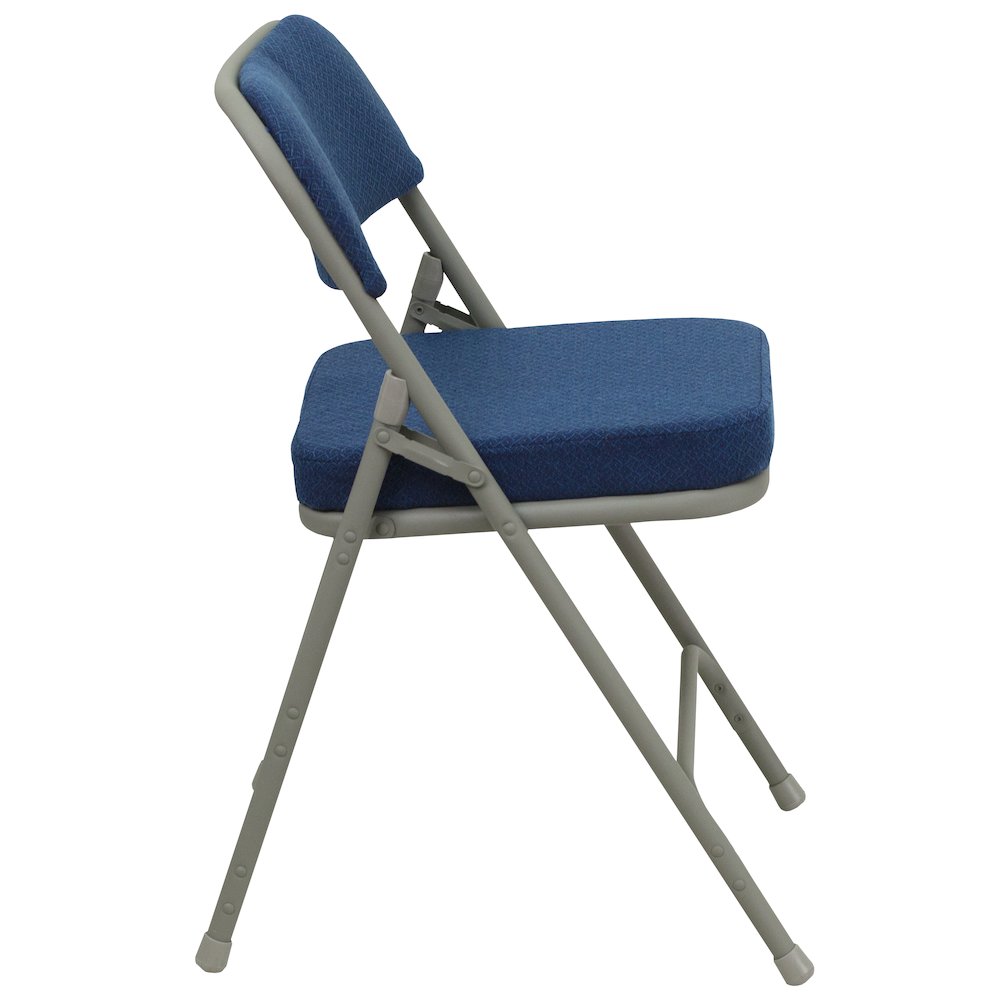 2 Pack Curved Triple Braced & Double Hinged Navy Fabric Metal Folding Chair. Picture 10