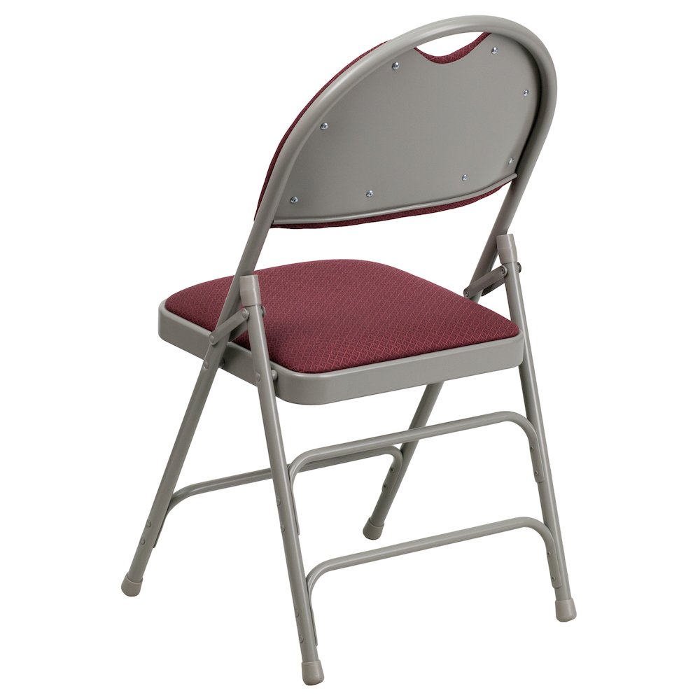 2 Pack HERCULES Series Ultra-Premium Triple Braced Burgundy Fabric Metal Folding Chair with Easy-Carry Handle. Picture 7