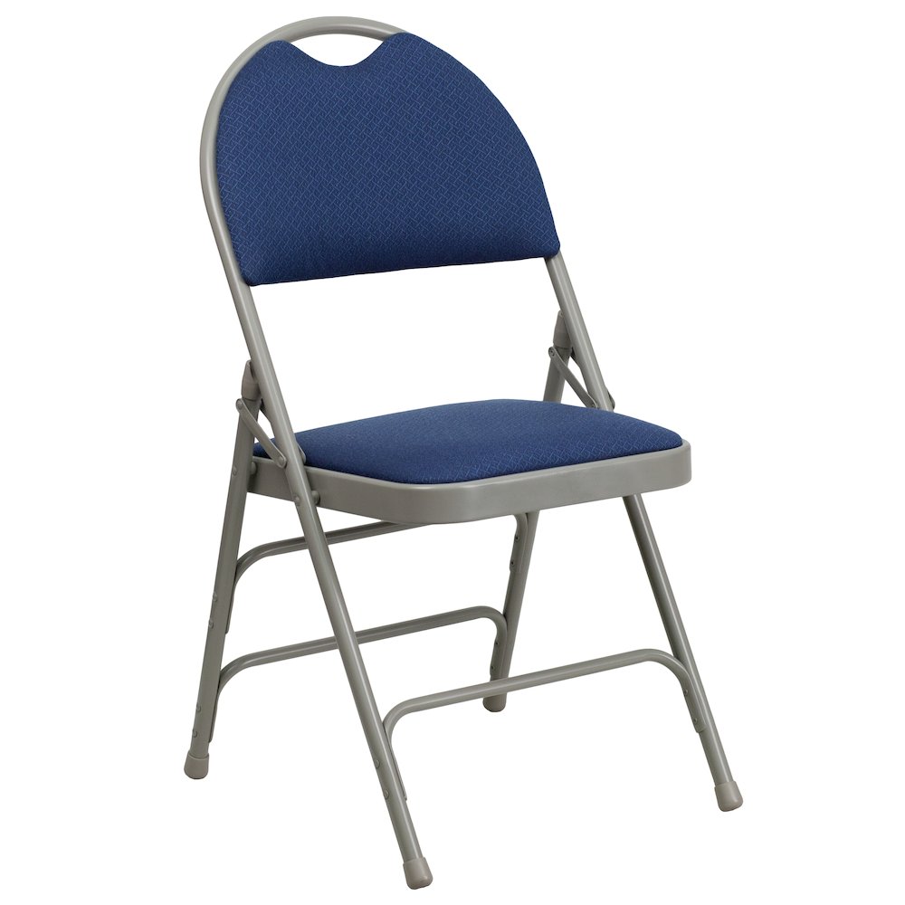2 Pack HERCULES Series Ultra-Premium Triple Braced Navy Fabric Metal Folding Chair with Easy-Carry Handle. Picture 8